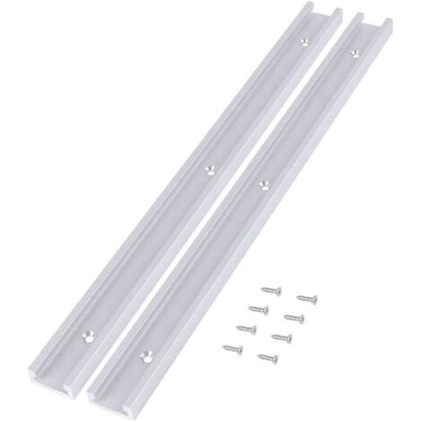 Set mit 2 T-förmigen Spannschienen, Befestigungsschlitz, gerader Rand, aus Aluminiumlegierung, Verriegelungsgriff mit 8 selbstschneidenden Schrauben, für Holzbearbeitung, Fräse-Säge (1/5)