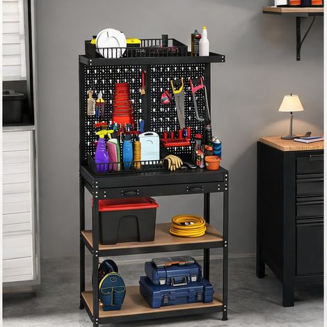 Boîte à outils coloris noir en mDF métal 80 x 40,5 x 155 cm (1/5)