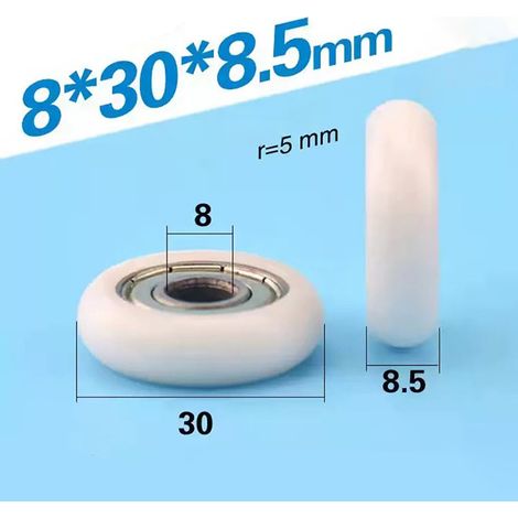 POM and plastic coated bearing pulley with integrated 608 bearing, dimensions 8308.5 mm (1/5)