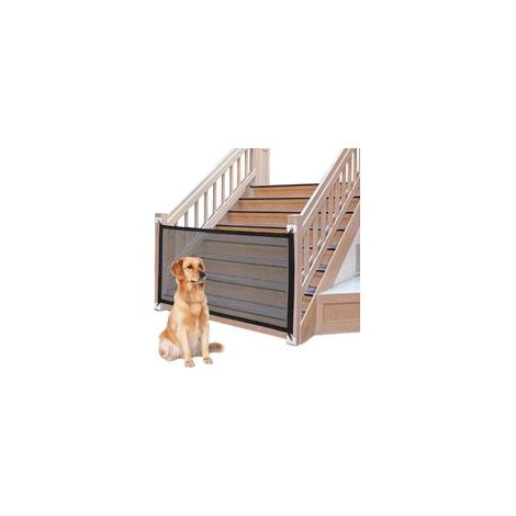 Barrière de Sécurité pour Animaux et Enfants, 120x72 cm, Nylon et Acier Inoxydable, Facile à Installer