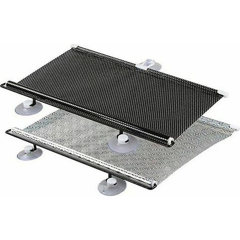 Lot de 2 stores enrouleurs à ventouses, pare-soleil, rideaux occultants pour voiture et maison - yky - 40 x 60 cm - Noir (1/5)