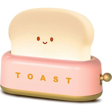 Lampe grille-pain décorative (rose), petite lampe rechargeable en forme de grille-pain souriant, veilleuse mignonne pour chambre, table de chevet, salon (1/5)