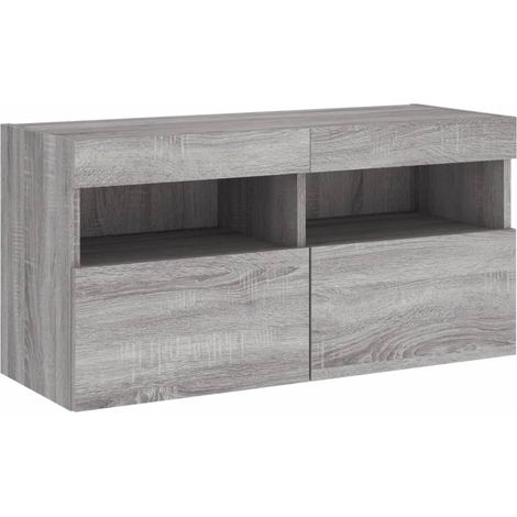 Mobile TV multimediale scaffale per televisione televisione buffet sala da pranzo soggiorno camera da letto a parete con luci LED Sonoma 80 x 30 x 40 cm grigio 020028057
