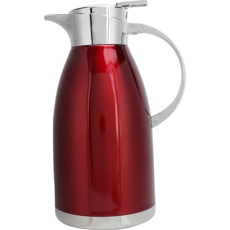 2-Liter-Thermoskanne aus Edelstahl mit Doppelwand und Vakuumisolierung für Kaffee und Tee (Rot) (1/5)
