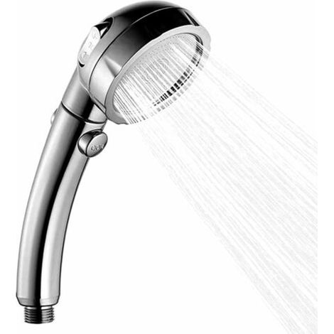 Pommeau de douche universel à 3 positions, douchette à main, pommeau de douche économique avec pommeau amovible et commutable, chromé, argenté (1/5)