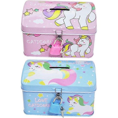 Lot de 2 tirelires licorne avec cadenas pour fille (1/3)