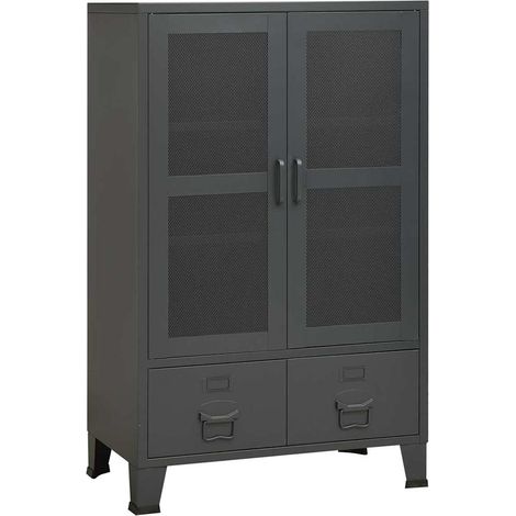 Maison Exclusive - Baúl de almacenaje industrial metal antracita (1/5)