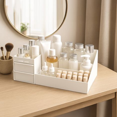 Makeup Organizer Storage with Drawers Multifunction Organizer Makeup Box Easy Storage Lipstick Dresser Skincare for Bedroom Bathroom (1/5)