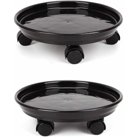 Lot de 2 paniers à plantes, support rond pour plantes en pot de 30 cm sur roulettes, support pour pots de fleurs robuste sur roulettes, chariot à chariot, plateau à soucoupes avec roues universs