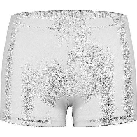 Hochwertige Gymnastikshorts für Mädchen in leuchtenden Farben, ideal für Ballett, Gymnastik und Tanztraining (Silber 160) (1/5)