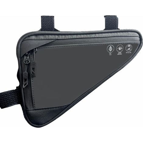 Borsa da telaio per bicicletta - borsa triangolare impermeabile e riflettente con due tasche laterali - tasca sul tubo orizzontale - per cellulare - 22,5 x 15,5 x 5,5 cm (1/3)