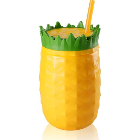 Gobelet double paroi en plastique anti-fuite forme fruit, isotherme pour boissons froides, pailles incluses, été, Type3 300mL-500mL (1/5)