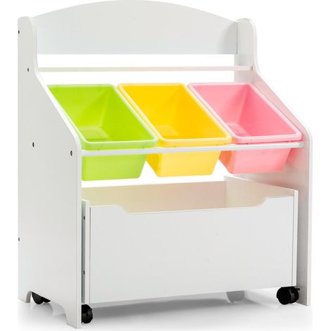 Rangement pratique pour chambre d'enfant, organisateur de jouets avec grand tiroir, 3 bacs et étagère ouverte (1/5)
