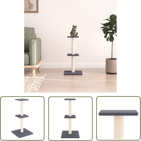 The Living Store Arbre à chat avec griffoirs en sisal gris foncé 73 cm - Arbre À Chat - Meuble Pour Chat - Tour À Chat Multi Niveaux - Griffoir Sisal - Jouet Pour Chat (1/5)