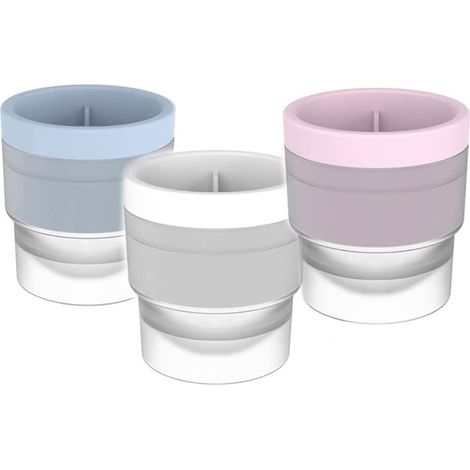 Set di 3 stampi sferici in silicone per cubetti di ghiaccio, ideali per whisky, cocktail e bevande analcoliche. Stampi rotondi per cubetti di ghiaccio, diametro 6 cm, a tenuta stagna e impilabili, per