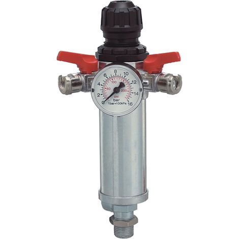 RIDUTTORE DI PRESSIONE FILTRO PER COMPRESSORE 2 RUBINETTI - 3/8
