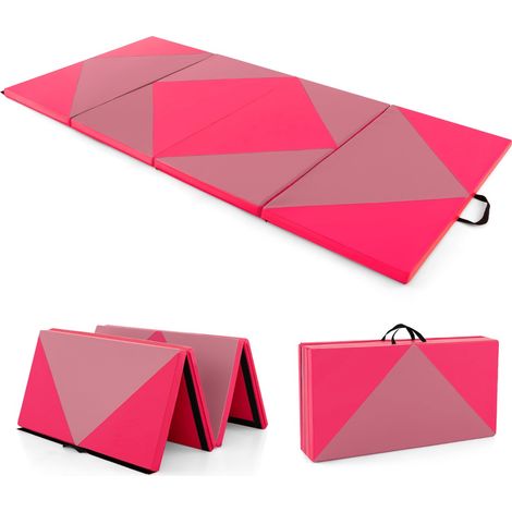 Tapis de Gymnastique Pliable de 240 Cm en Cuir Pu Attaches Auto-agrippantes pour Étirements Yoga Arts Martiaux Aérobic pour Sport à Domicile Rose Maison Chic (1/4)