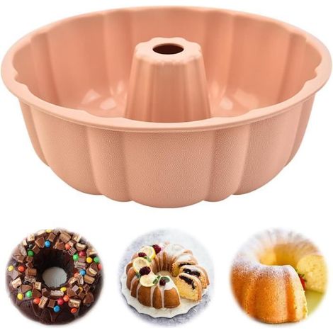 Moule à gâteau - Silicone - 24 cm - Non collant - Compatible lave-vaisselle - Rose (1/4)