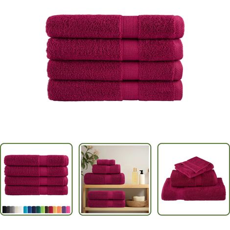 Saunatücher - Premium Saunatücher SOLUND 4 Stk. Bordeaux 80x200 cm 600 g/m²