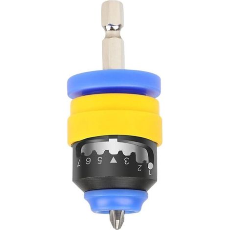 Screwdriver bit holder with 7-level adjustable depth stop + magnetic hex bit – Pack of 1