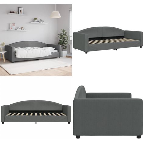 Tagesbett Dunkelgrau 90x200 cm Stoff - Schlafsofa - Sofa Bett - Gästebett - Doppelbett - Bettkasten - Home & Living (1/5)