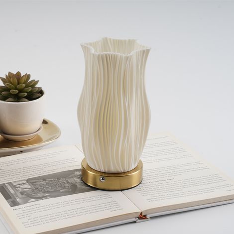 3D Gedruckte Tischlampe aus PLA Creme Stil Taktil Helligkeit verstellbar Wiederaufladbar Schlafzimmer Nachttisch (1/4)