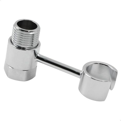 Support de pomme de douche 20 mm, écrou de raccordement universel réglable à 360°, fixation murale sans perçage remplaçable manuellement pour salle de bain et WC à pulvérisation (1/5)