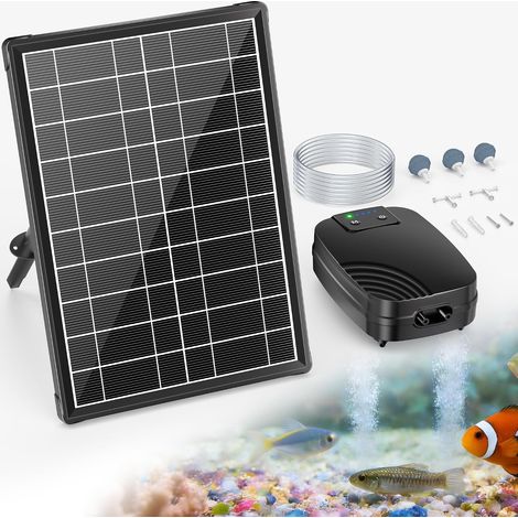 8W Aérateur solaire pour étang, pompe à oxygène solaire pour étang avec double alimentation solaire par batterie, aération continue 24h, 3 modes de fonctionnement pour petit étang, étang à
