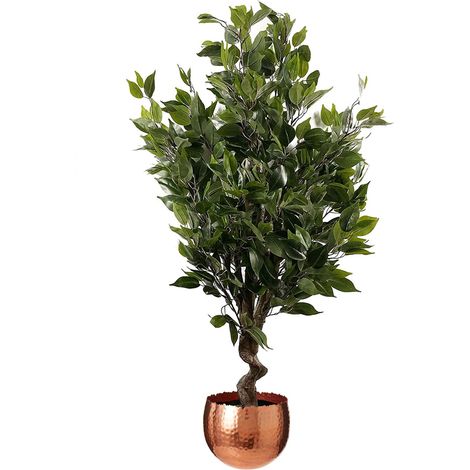 110cm Leaf Realistic Artificial Ficus Tree / Plant  Copper Curve Planter (1/5)