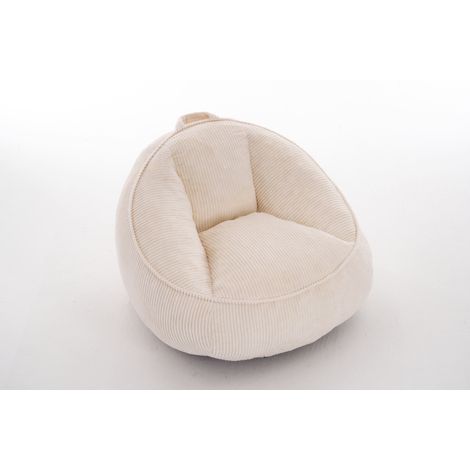 Pouf poire ergonomique en velours côtelé beige avec remplissage à mémoire de forme, dossier de soutien et usage salon, chambre ou lecture CHICFURN (1/5)