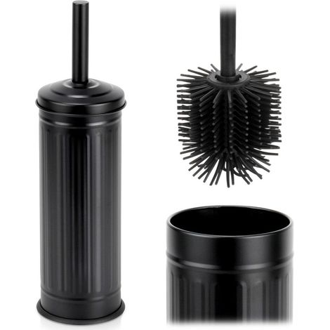 Silicone Toilet Brush with Metal Holder, Black, 37 cm (1/5)