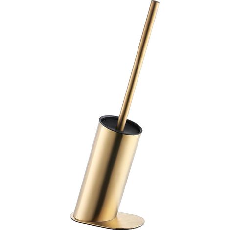 Kompakte Edelstahl-Toilettenbürste mit Halter, freistehend, robuster Reiniger für Badezimmer (Gold) (1/5)