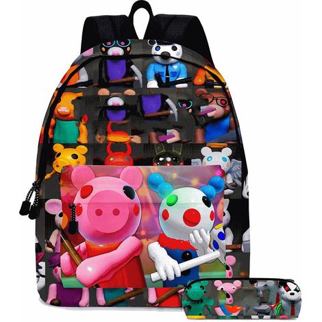 Sac à dos enfant 2 pièces avec trousse Cartoon Jeu, pour école, voyage, camping, pique-nique, cadeau anniversaire Noël. (1/5)