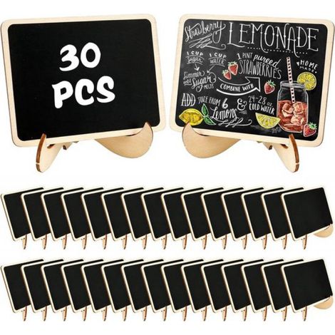 Lot de 30 mini-tableaux noirs de table avec supports amovibles – Idéal pour une ambiance vintage, un mariage, un bar ou un buffet. (1/5)
