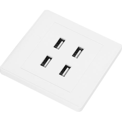 Prise murale électrique chargeur 4 ports USB 5V pour bureau maison, socle encastrable 110250V, multiprise murale avec charge rapide, alimentation intégrée (1/5)