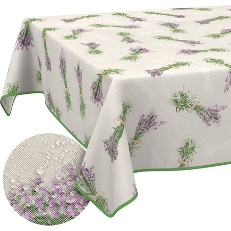 Nappe enduite Lavande Beige avec Ourlet 100x140 cm Anti-Taches (1/5)