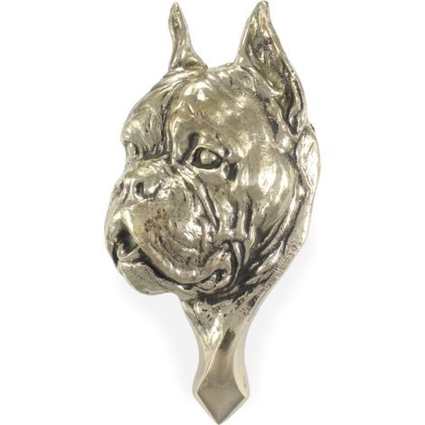Boxer, Boxer: un llamador de puerta con forma de cabeza de perro, un llamador de latón, una decoración de puerta retro de Art-Dog. (1/5)