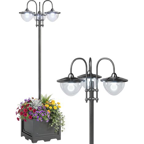 Solar-Gartenlaterne mit 18 kaltweißen 6000K LEDs, Schutzart IP44, für Wege, Terrassen und Patios, 60 x 55 x 189 cm, Schwarz (1/4)