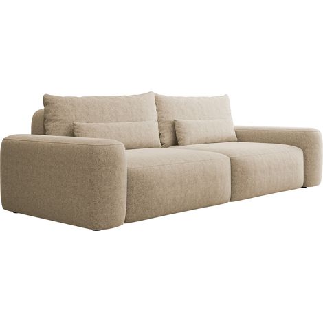 Selsey CARNOS - Canapé convertible 3 places avec pieds noirs - chenille hydrophobe beige (1/5)