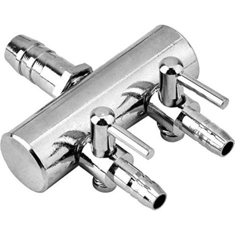 Luftstromverteiler für Aquarien, Luftregelventil für Aquarien, Sauerstoffverteiler aus Edelstahl für Aquarien, Zubehör für Aquarium-Luftpumpen (2-Wege) (1/4)
