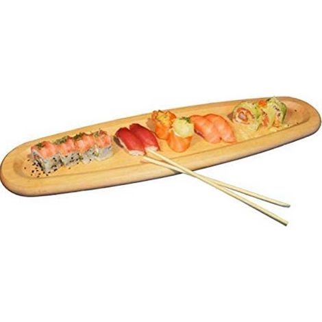 Tagliere Ovale 52x14cm in Legno di Faggio Con Bordo per Sushi Salumi Formaggi
