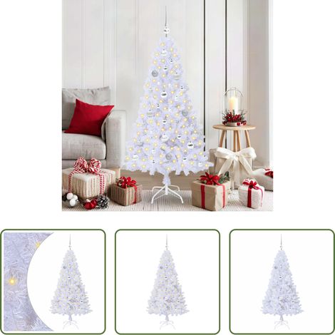LED-Weihnachtsbaum -  Künstlicher Weihnachtsbaum Weiß 150 cm PVC und Stahl