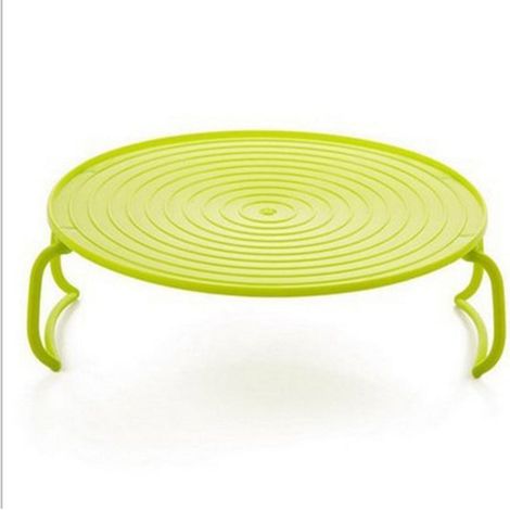 Microwave Rack - Tray Rack For Microwave Oven - Dual Layer Heating Stand - Foldable Handles - Green - 1 Piece - 23.5 X 23.5 X 8.3 Cm (1/5)