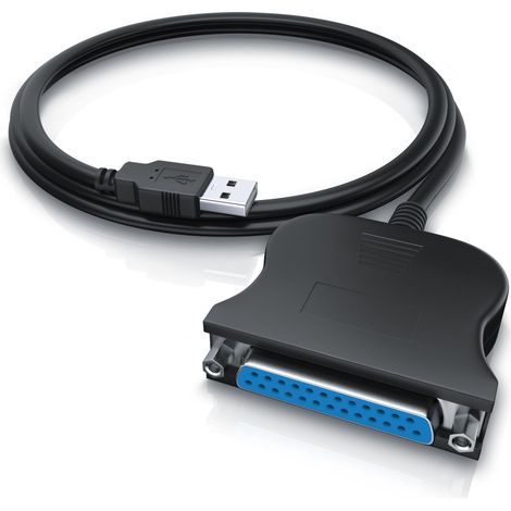 CSL USB auf Parallel Adapter LPT 25pol., Druckerkabel Adapterkabel, Plug and Play, schwarz (1/5)