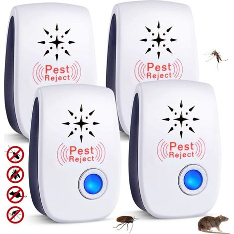 Répulsifs Antiparasitaires, 4 Pack Répulsif Ultrasonique Insectifuge Intérieur Electronic Ultrasonic Pest Repeller (1/4)