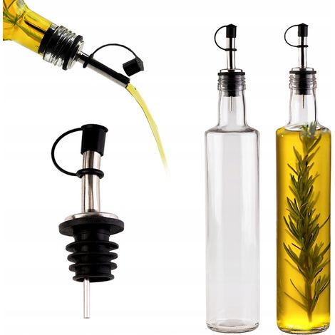 Set – 1x Dorica Flasche 500 ml Weißwein + 1x Weinausgießer aus Metall mit Verschluss und Gummistopfen