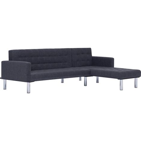 Maison Exclusive - Schlafsofa in L-Form Dunkelgrau Polyester (1/5)