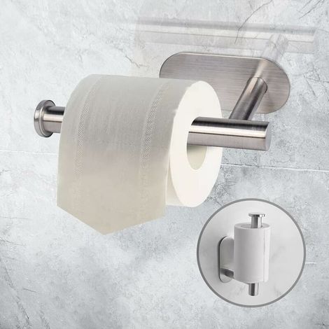 VURAHOME - Porte Papier Toilette Auto-adhésif - Derouleur Papier Toilette WC sans Percage, Support Mural en Acier Inox pour Salle de Bain (1/5)
