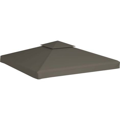 Toile supérieure de belvédère, Toile de rechange pour tonnelle, 2 niveaux 310 g/m² 3x3 m Taupe OIB9391E (1/5)