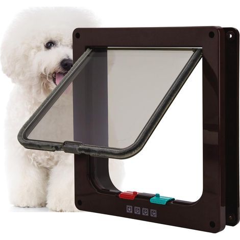Chatière magnétique verrouillable 4 modes pour animaux de compagnie, chatons et chatons, grande taille, marron (1/5)